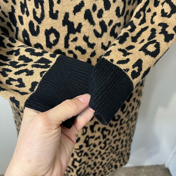 J.Crew merino wool blend sweater dress leopard print brown and black size small - Picture 5 of 10